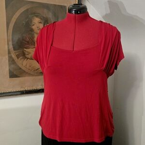 Ricki's XL Red Top with Deep Neck Line and Fluttering Sleeves